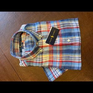 RL Short sleeve Linen Button down